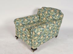 Victorian Lounge Chair, William Morris Tulip Fabric, Antique, Arts & Crafts 1880