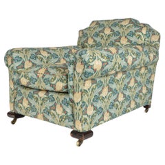 Victorian Lounge Chair, William Morris Tulip Fabric, Antique, Arts & Crafts 1880