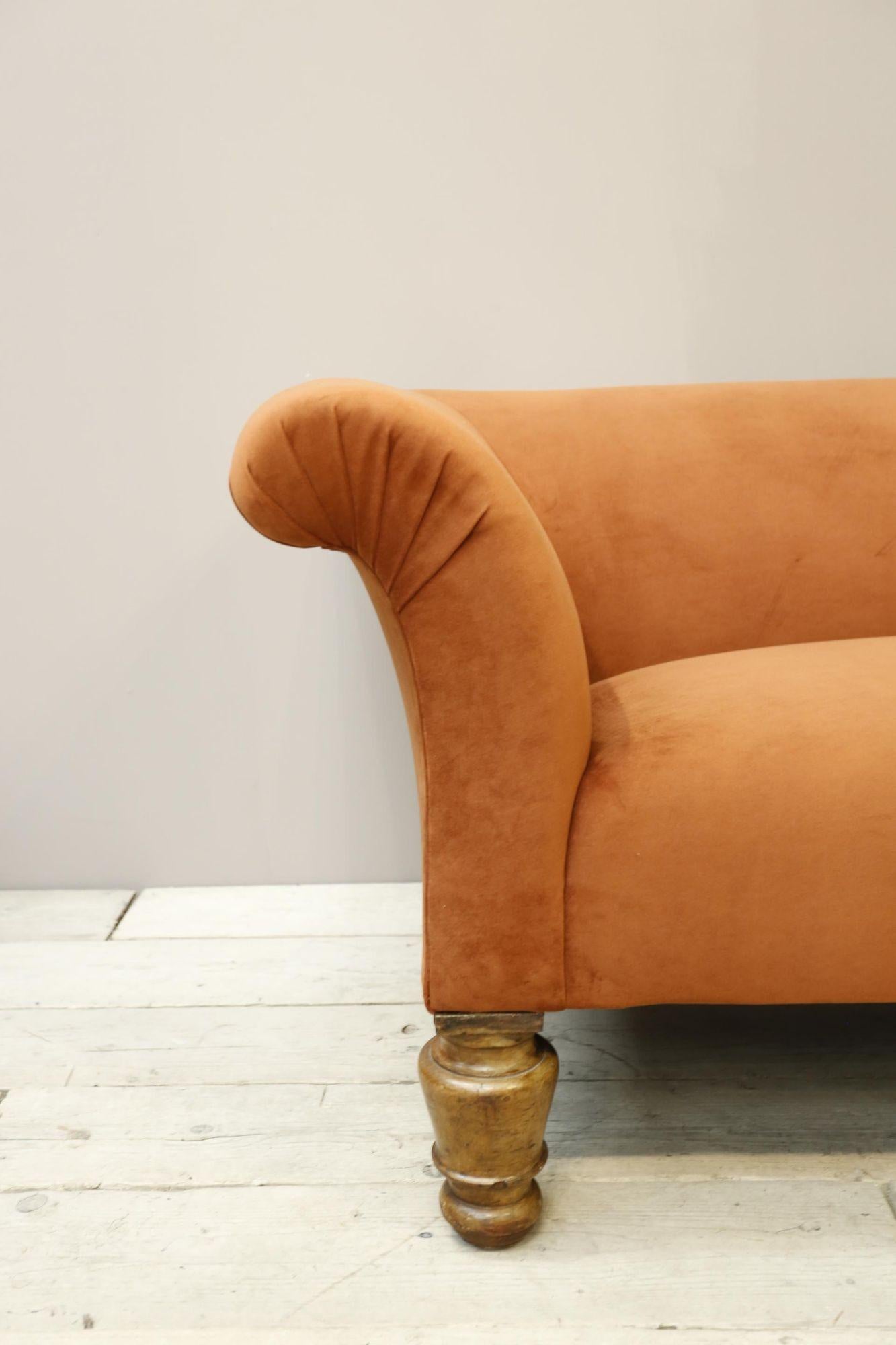 Victorian Country House Sofa in Rust Velvet For Sale 2