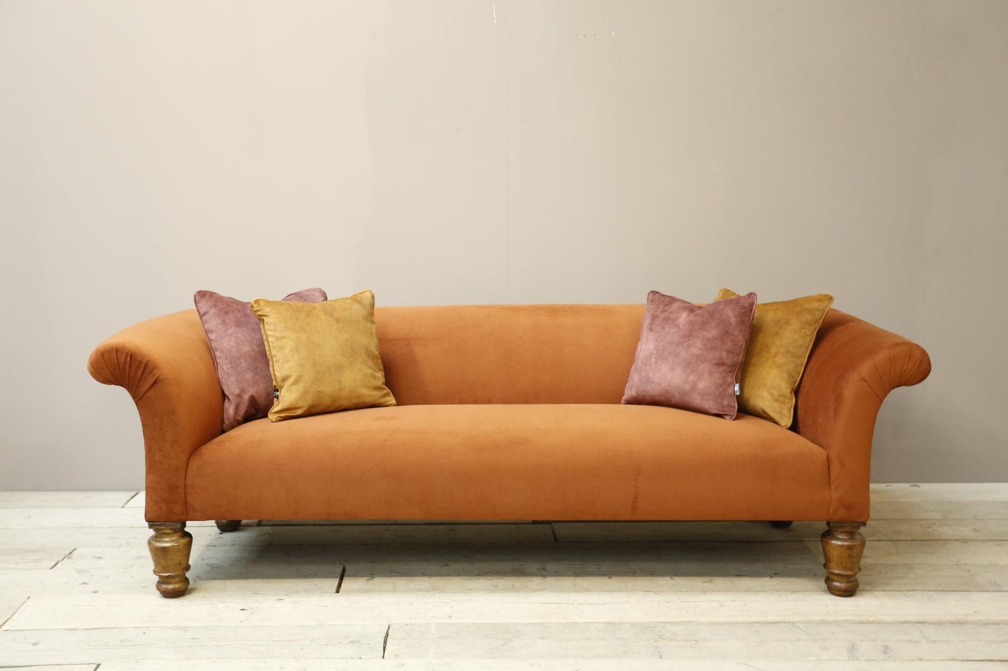 rust velvet sofa