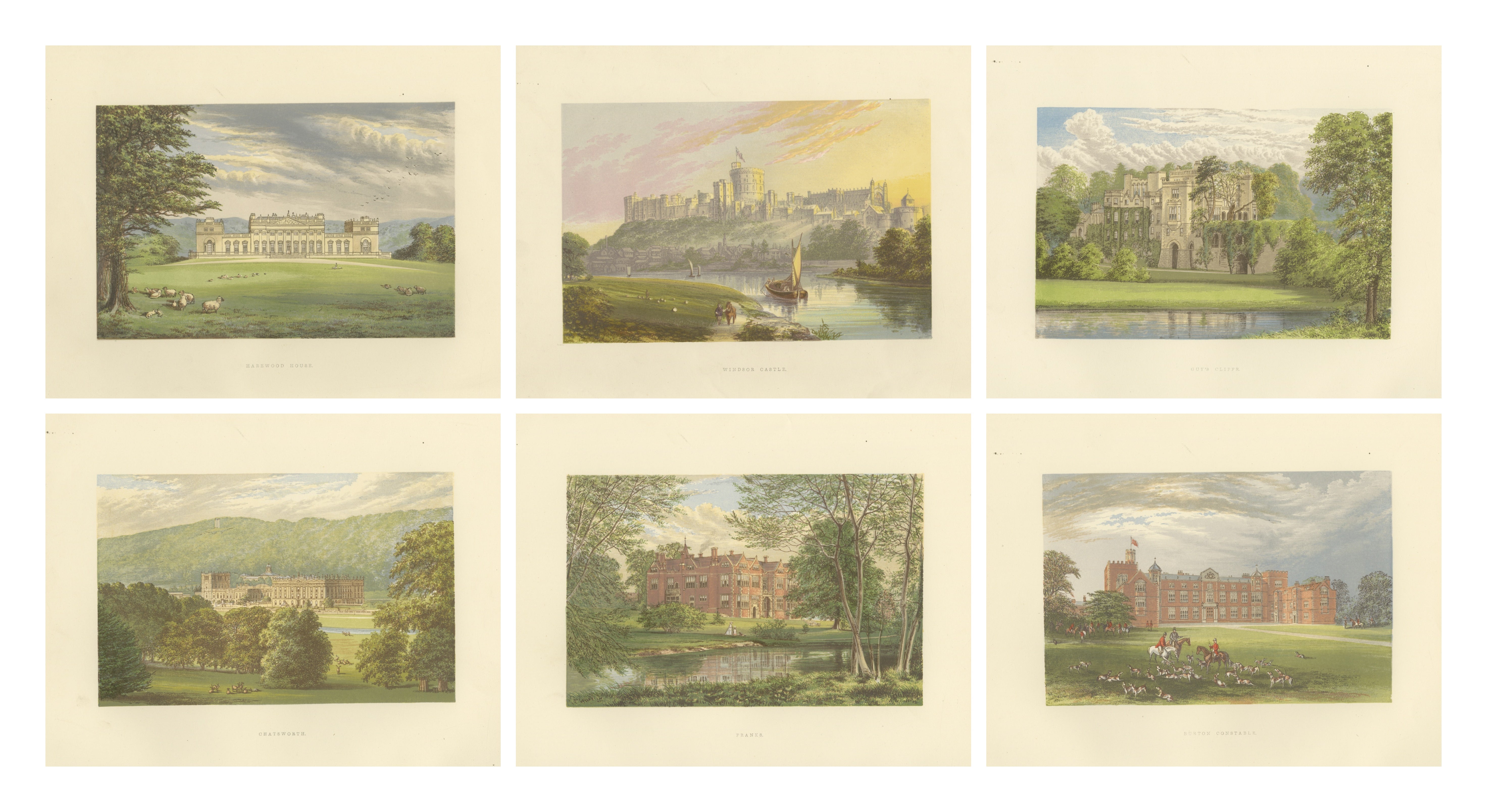 Victorian Country House Views – Harewood, Chatsworth, Windsor Castle, ca.1850