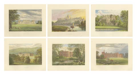 Victorian Country House Views – Harewood, Chatsworth, Windsor Castle, ca.1850
