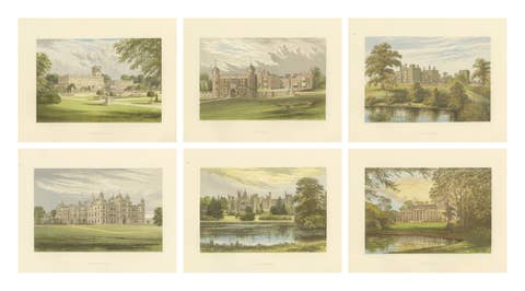 Victorian Country House Views – Trentham, Burghley, Alton Towers, ca.1850