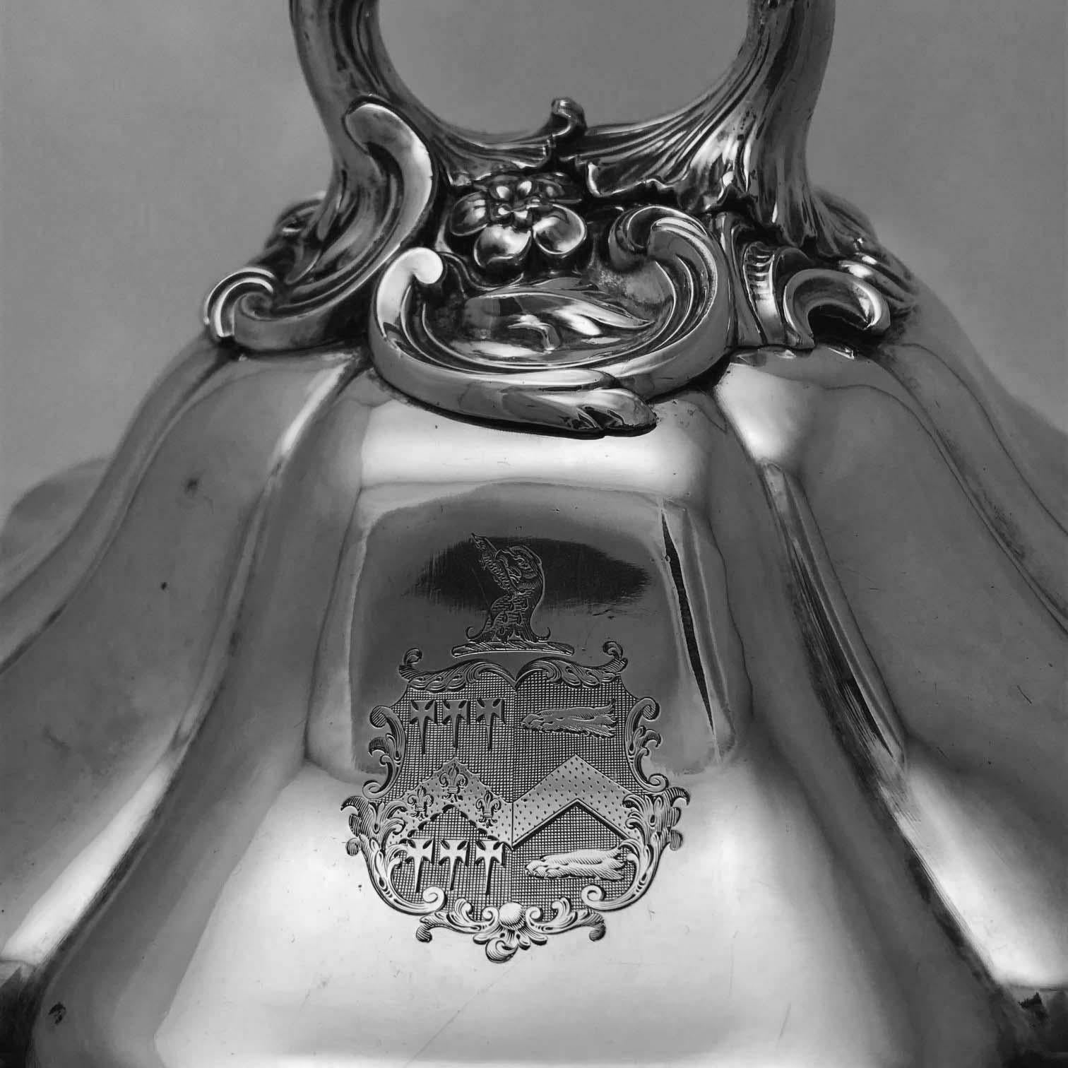 Victorian Covered Plated Chafing Dish with Armorial For Sale 4