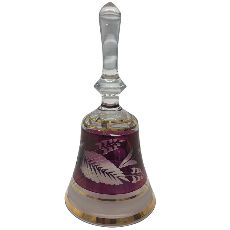 Victorian Cranberry Crystal Table Bell For Sale at 1stDibs
