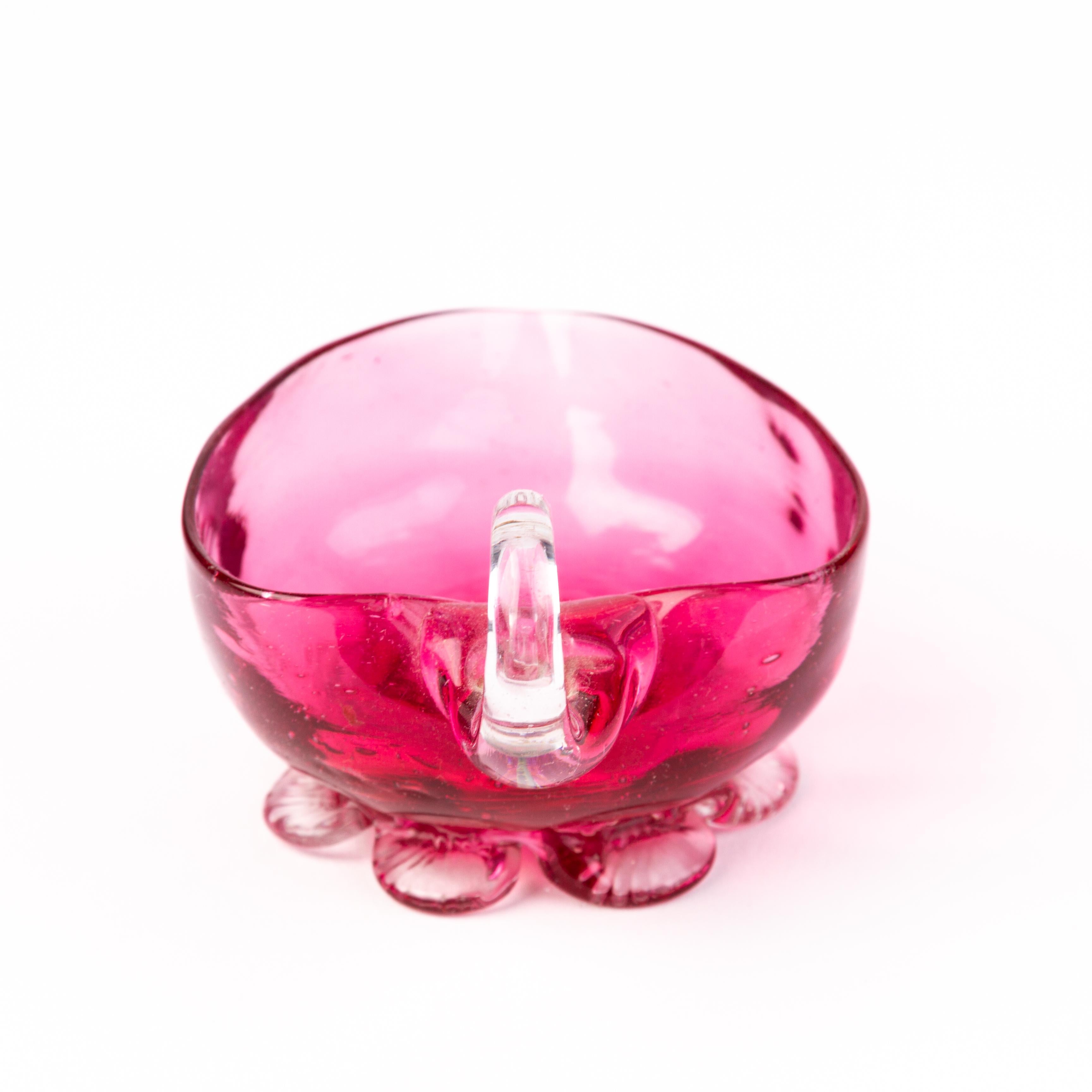 Victorian Cranberry Glass Candle Holder 19th Century  In Good Condition For Sale In Nottingham, GB