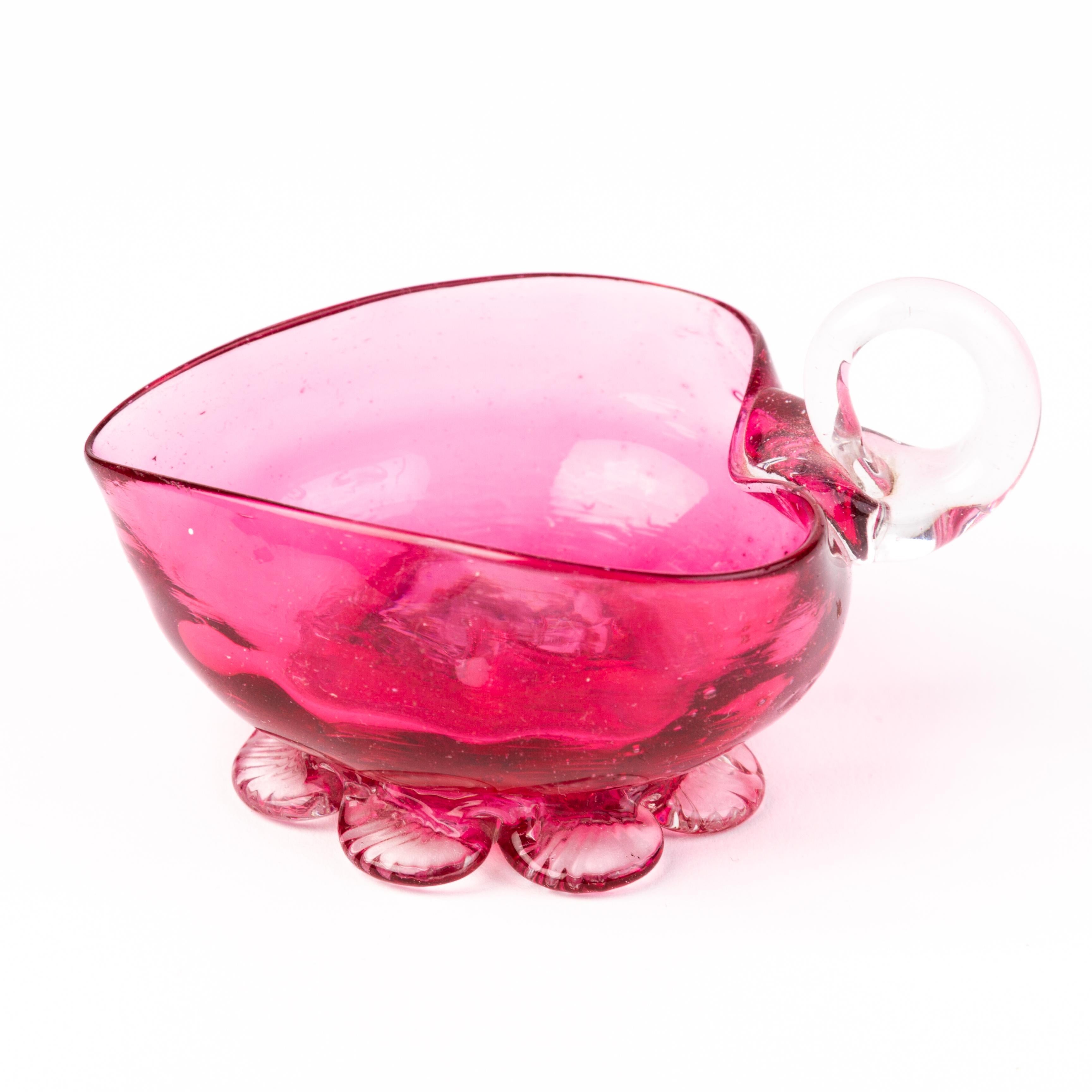 20th Century Victorian Cranberry Glass Candle Holder 19th Century  For Sale