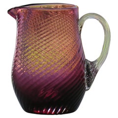 Victorian Cranberry Glass Cream Jug Wrythen Moulded detail, English circa 1870