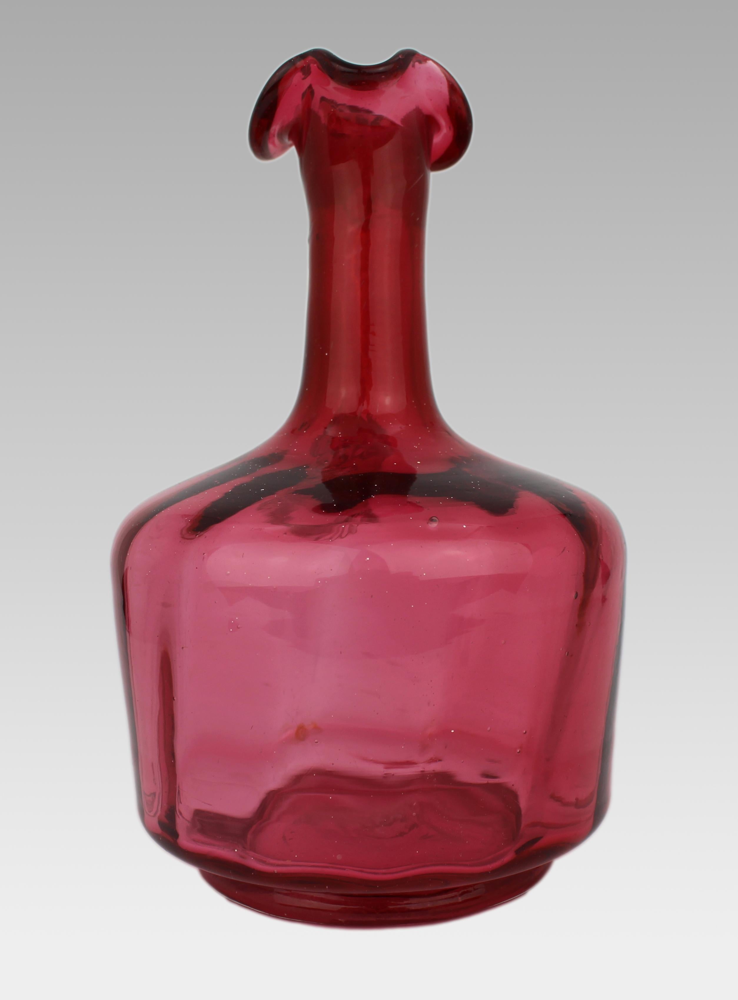 British Victorian Cranberry Glass Jug For Sale