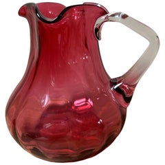 Victorian Cranberry glass jug, hand blown, 1800