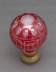 Victorian Cranberry Glass Newel Post Finial