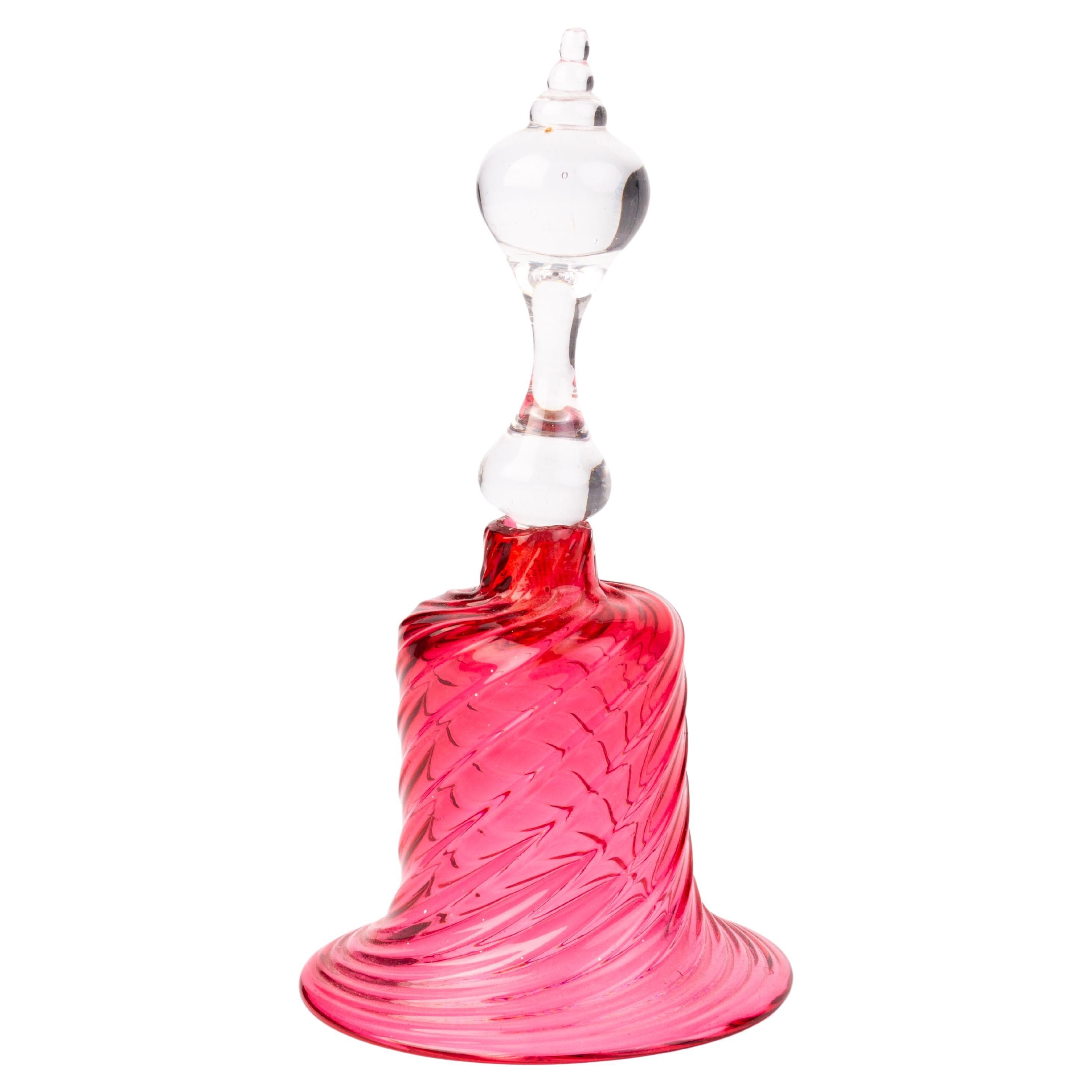 Victorian Cranberry Glass Table Bell 19th Century  For Sale