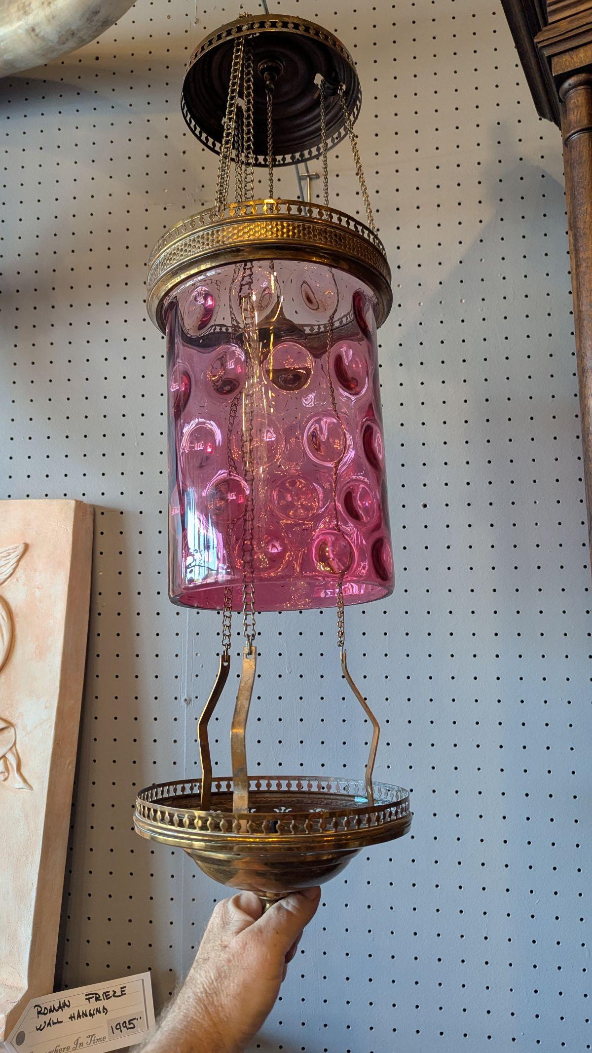 Ottone Lanterna a scomparsa Victorian Cranberry in vendita