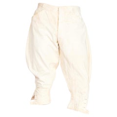 Pantaloni da equitazione antichi da uomo in cotone crema vittoriano