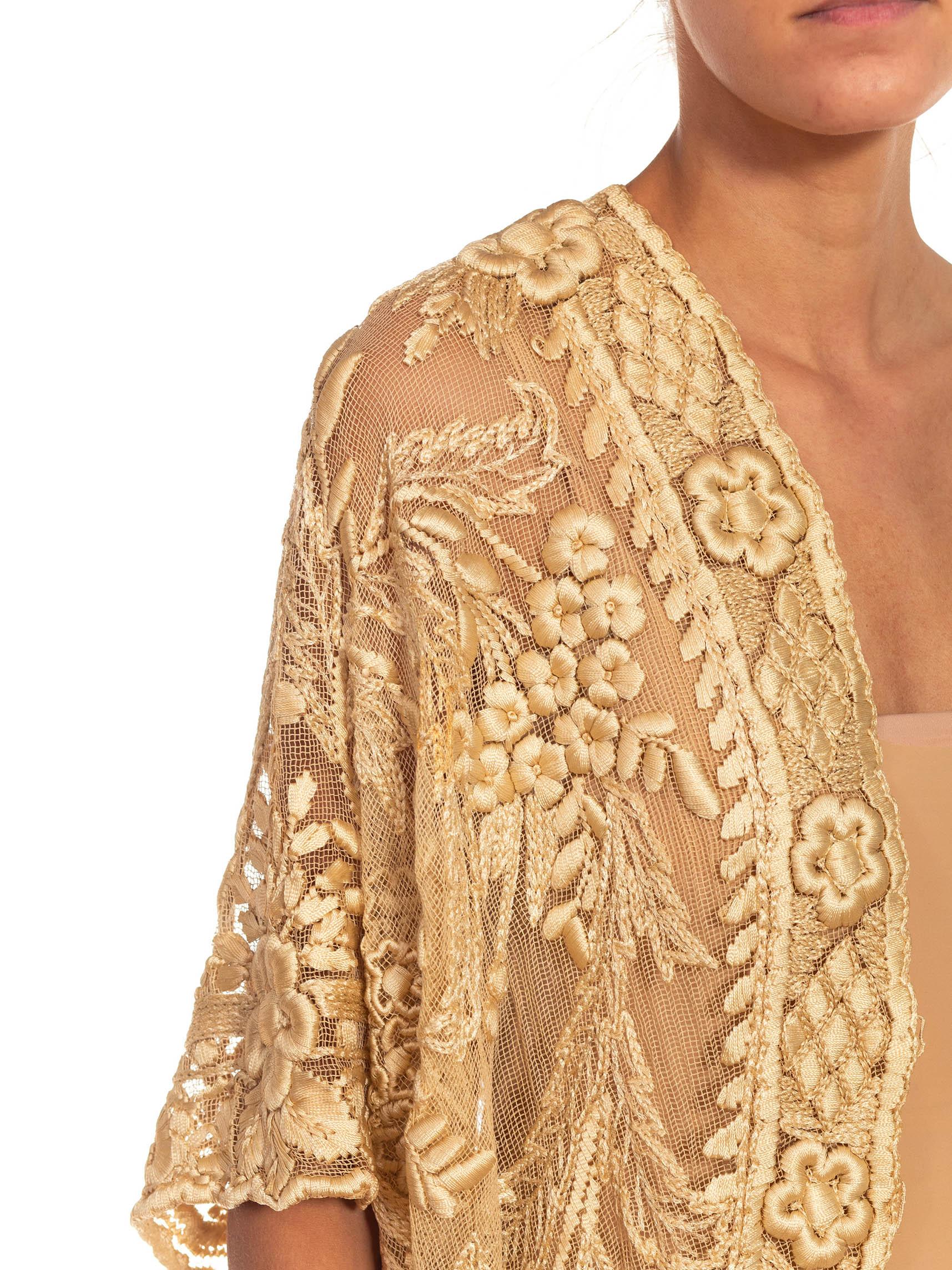 Victorian Cream Floral Embroidered Jacket For Sale 1