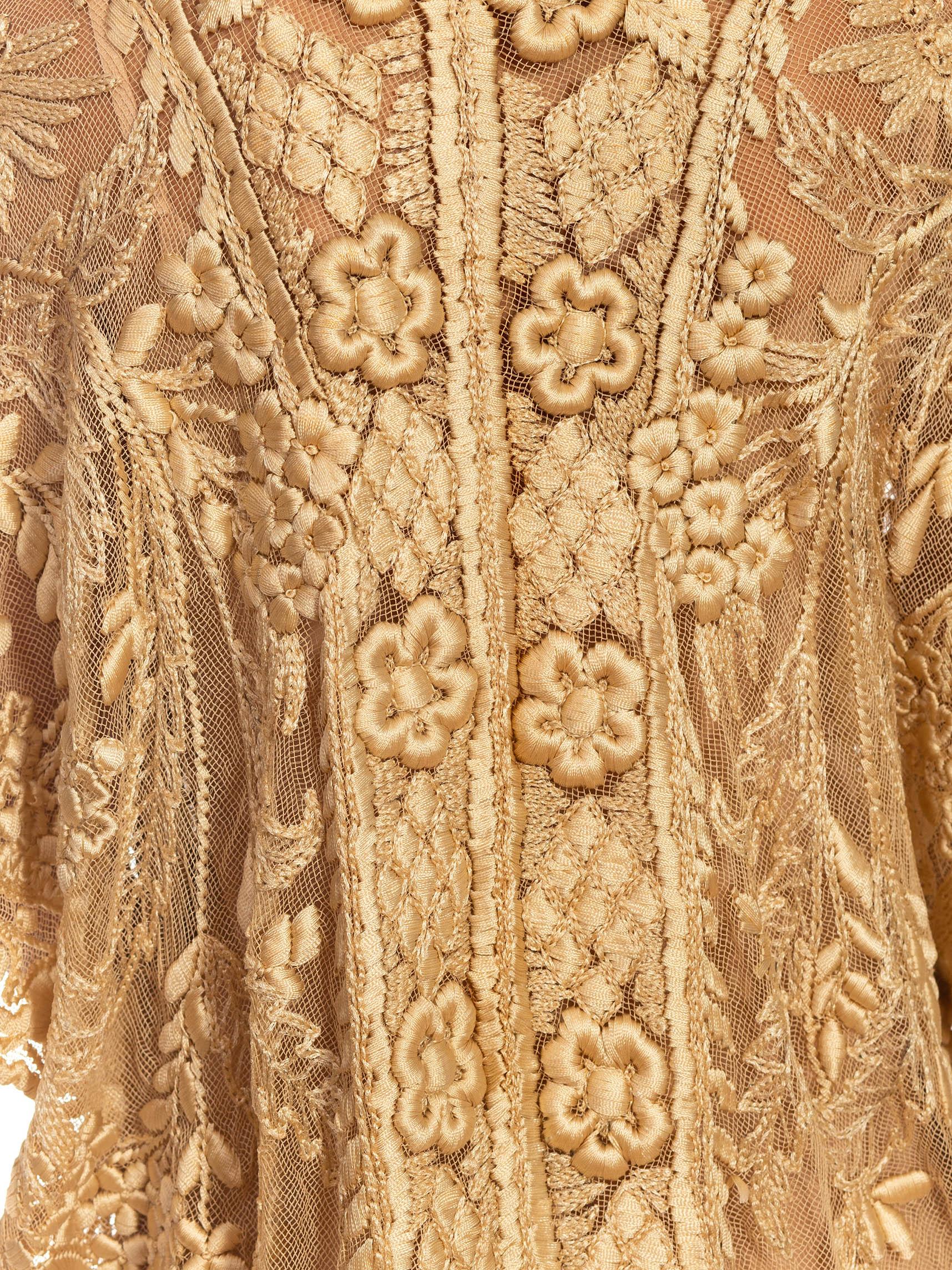 Victorian Cream Floral Embroidered Jacket For Sale 2