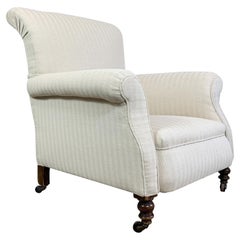 Fauteuil de campagne victorien à dossier traîneau crème