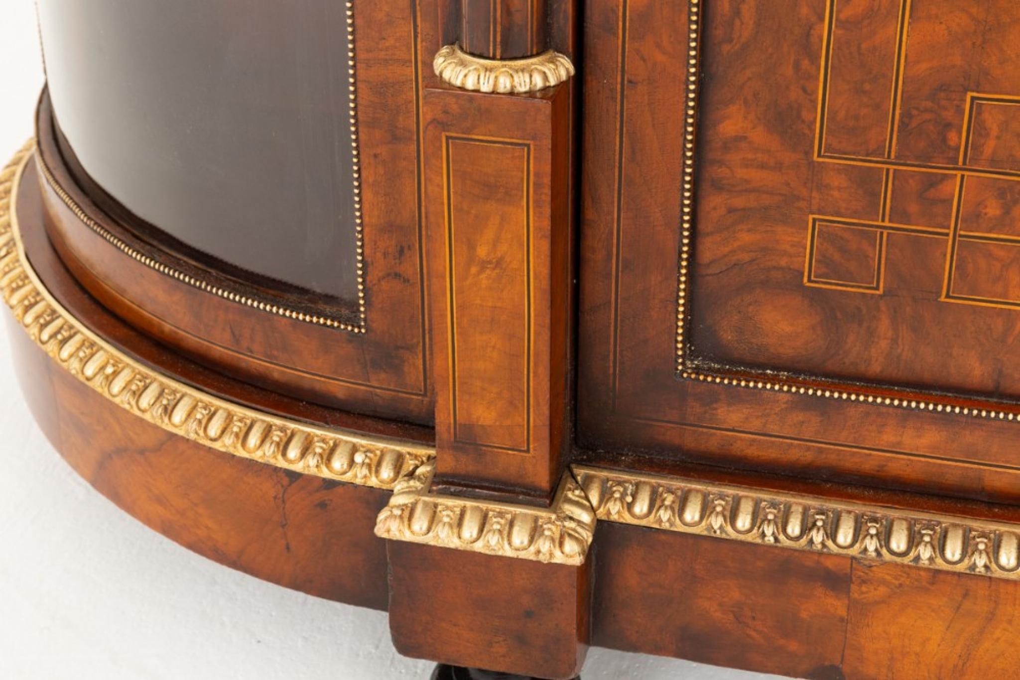 Mid-19th Century Victorian Credenza Burr Walnut Cabinet Sevres Plaque 1860 For Sale