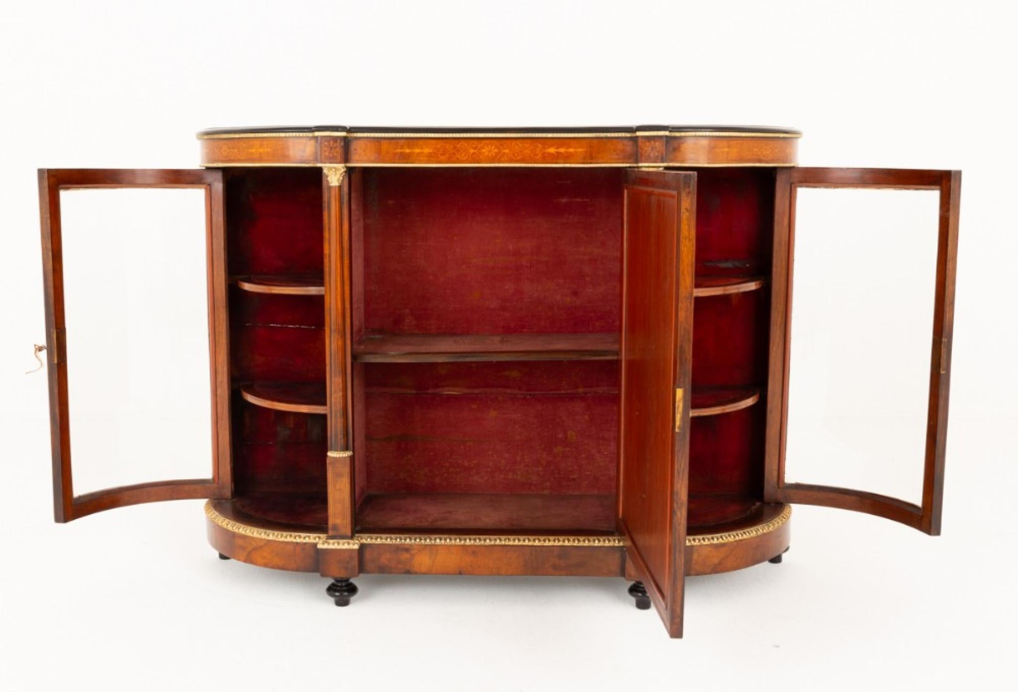 Victorian Credenza Burr Walnut Cabinet Sevres Plaque 1860 For Sale 1