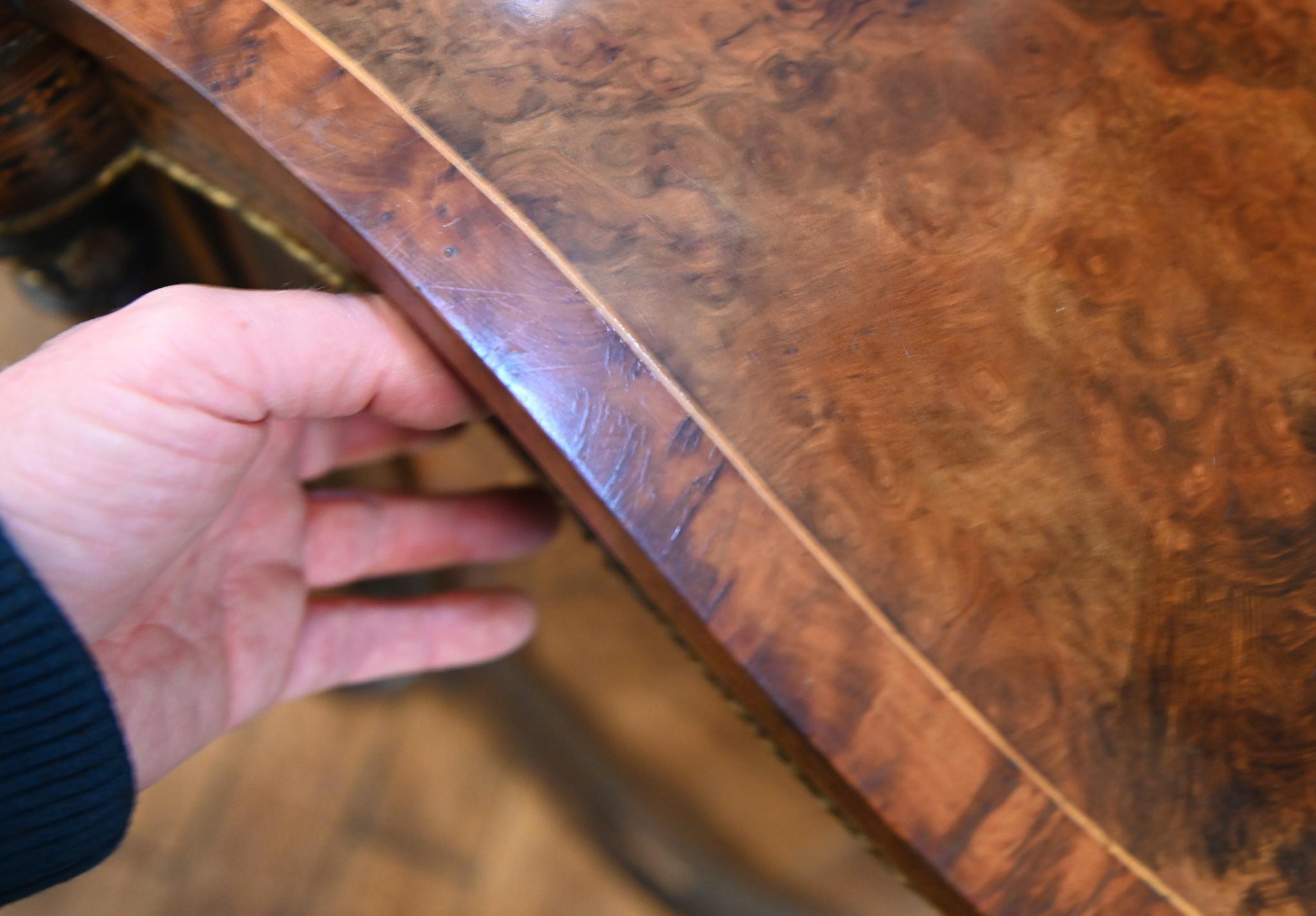 Victorian Credenza Sideboard Walnut Marquetry Inlay 1860 In Good Condition For Sale In Potters Bar, GB