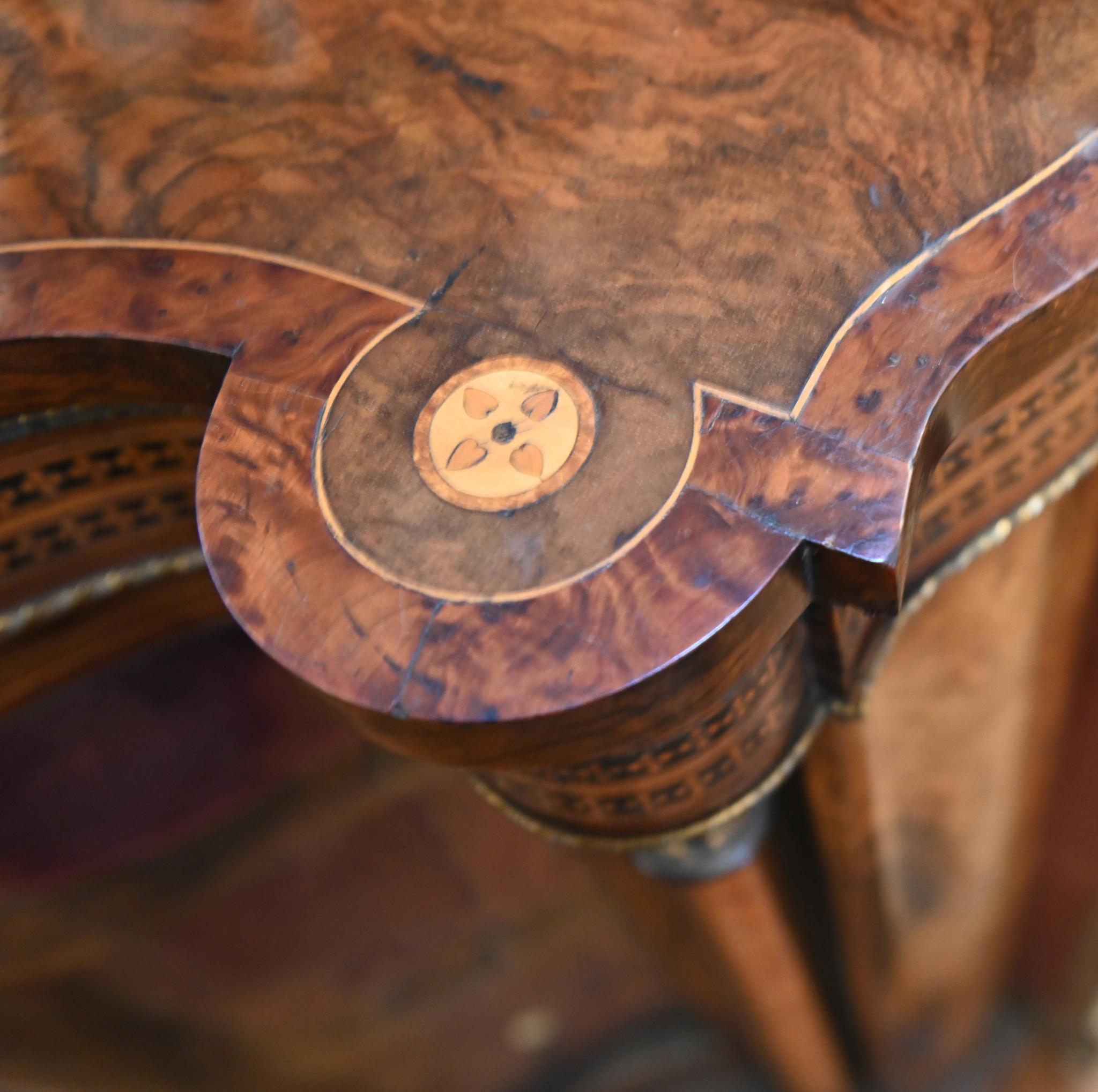 Victorian Credenza Sideboard Walnut Marquetry Inlay 1860 For Sale 1