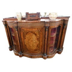 Credenza Victoriana Aparador Marquetería Nogal Incrustación 1860