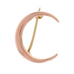 Victorian Crescent Moon Brooch Celestial Pin