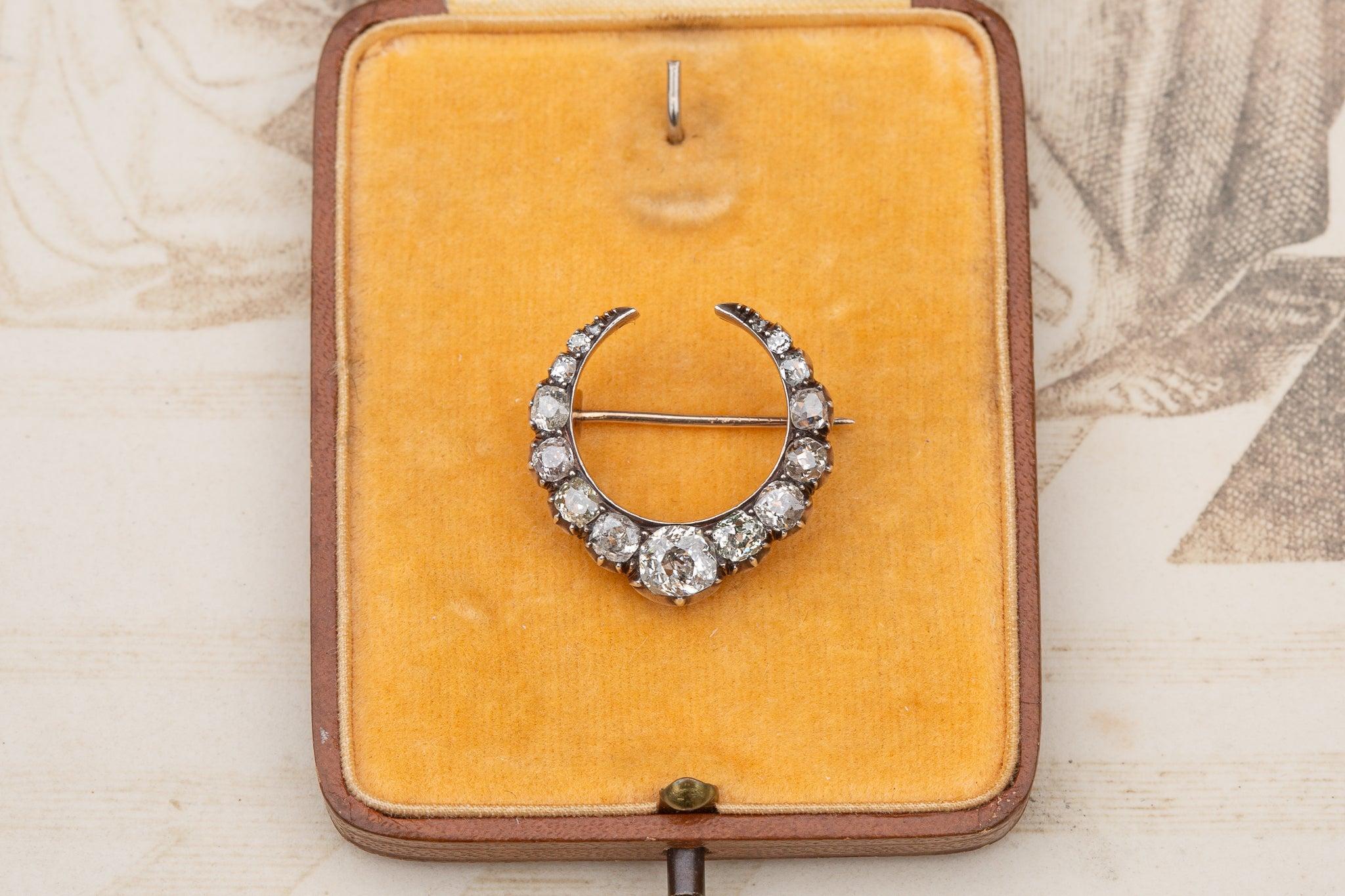 Victorian Crescent Moon Brooch For Sale 5