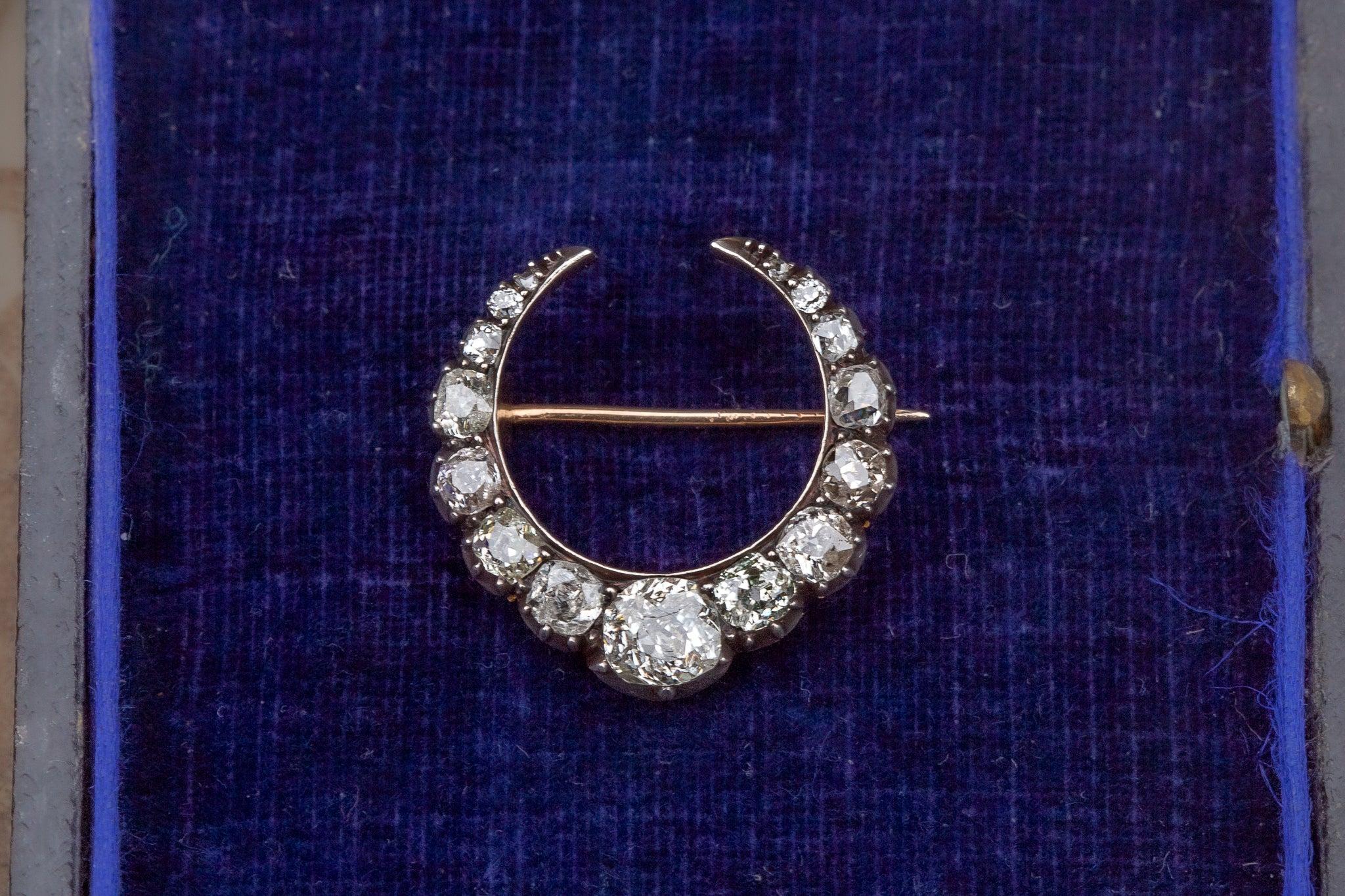 Victorian Crescent Moon Brooch For Sale 1