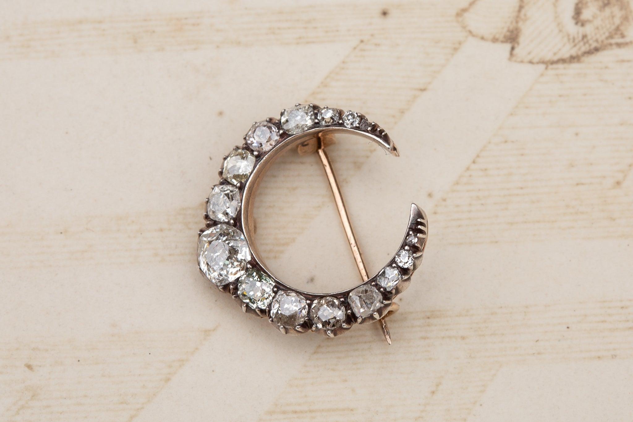 Victorian Crescent Moon Brooch For Sale 2