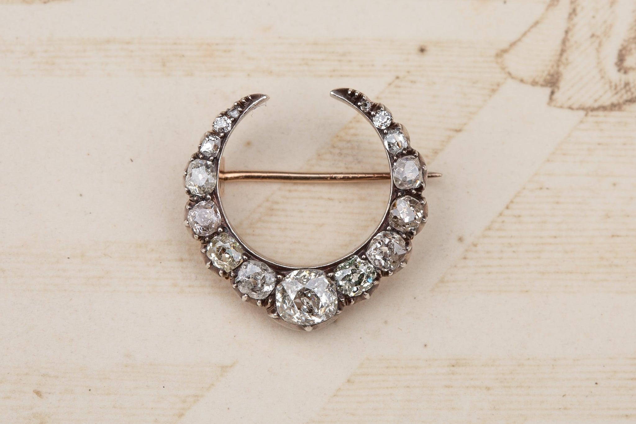 Victorian Crescent Moon Brooch For Sale 4
