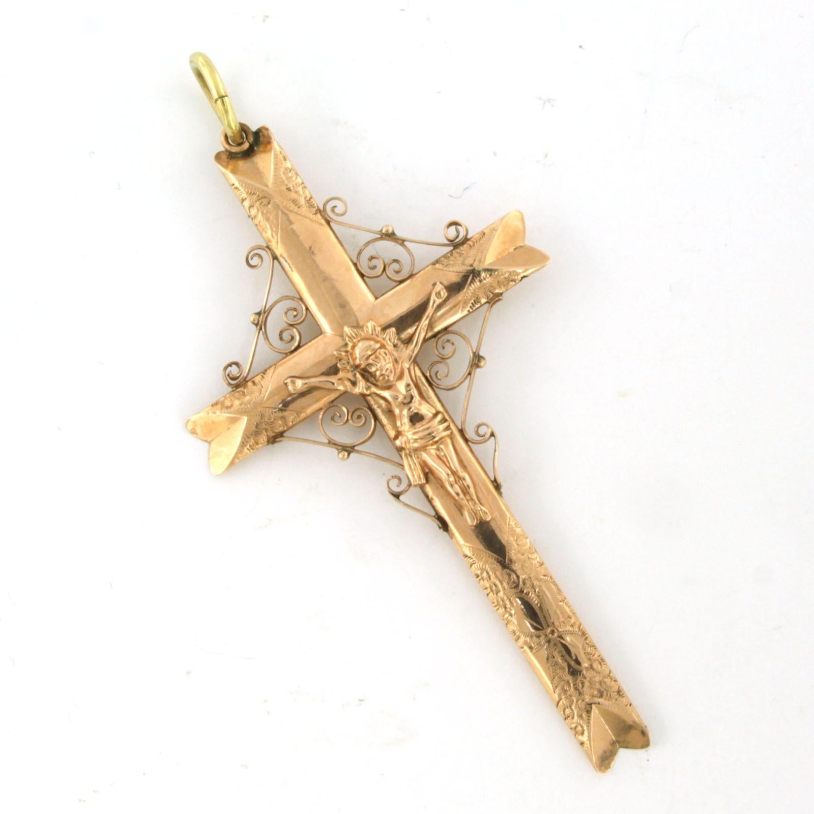 Victorian Cross pendant 14k pink gold 2.5 grams In Excellent Condition For Sale In The Hague, ZH