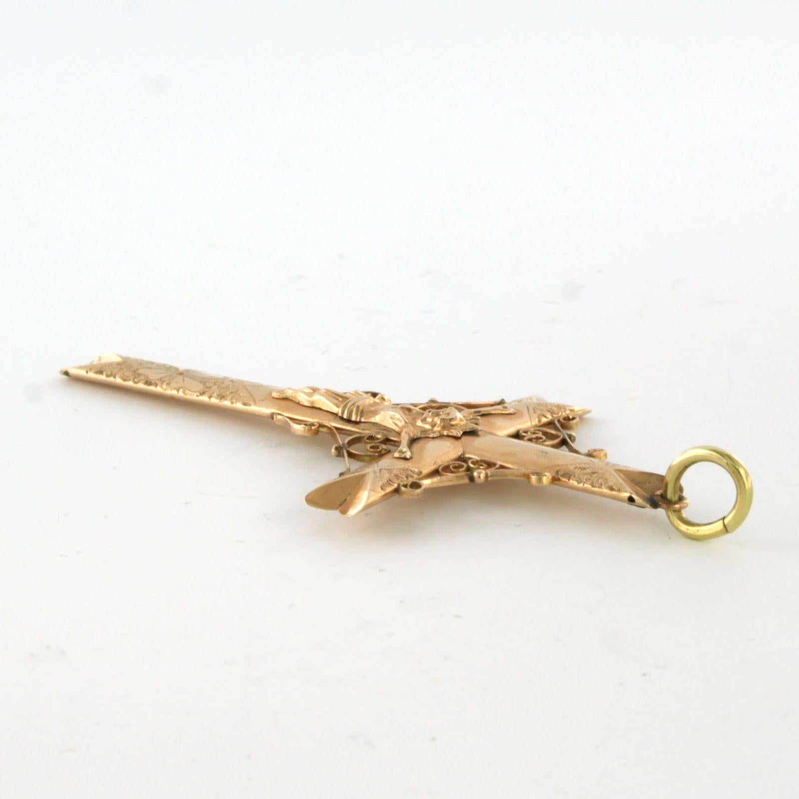 Victorian Cross pendant 14k pink gold 2.5 grams For Sale 2