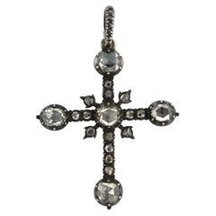 Victorian Cross pendant with rose cut diamonds up to 6.00ct silver 12.6 grams