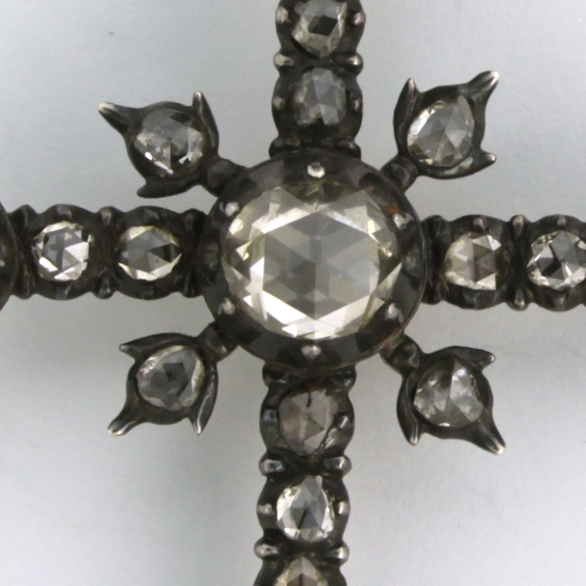 Colgante Cruz Victoriana con diamantes talla rosa hasta 6,00 ct plata Victoriano temprano en venta