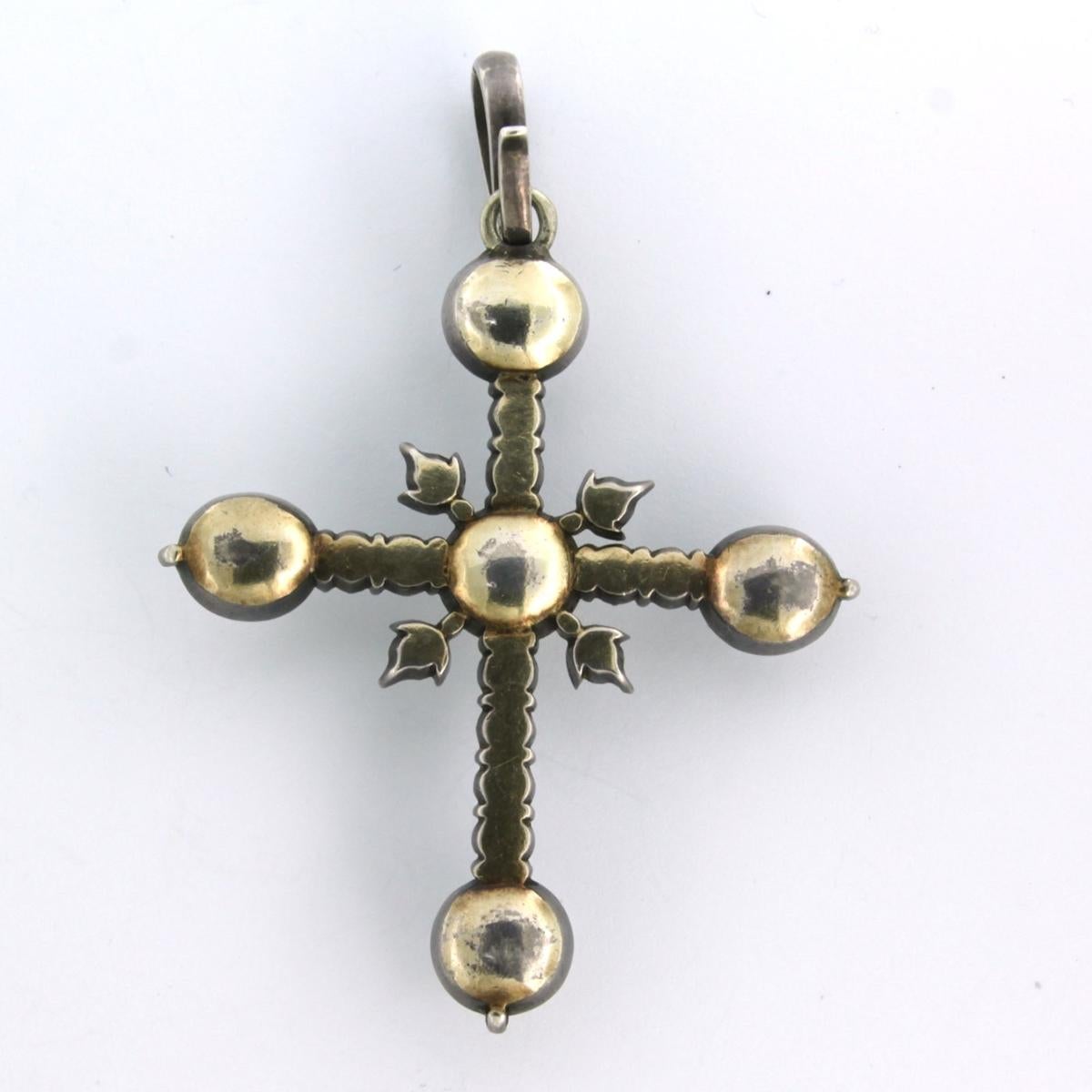Colgante Cruz Victoriana con diamantes talla rosa hasta 6,00 ct plata Corte rosa en venta