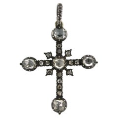 Victorian Cross pendant with rose cut diamonds up to 6.00ct silver