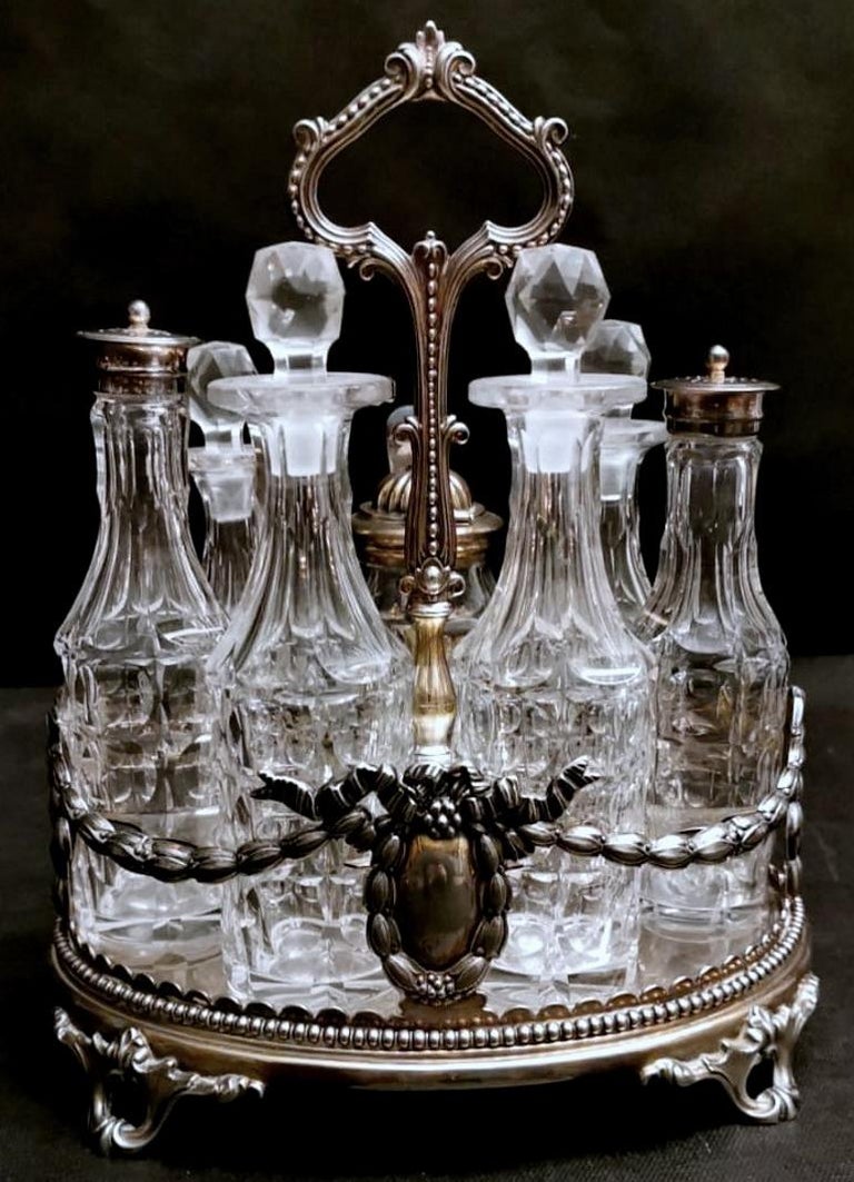 Victorian Cruet in Silver Plate with Important Crest Elkington, 1851