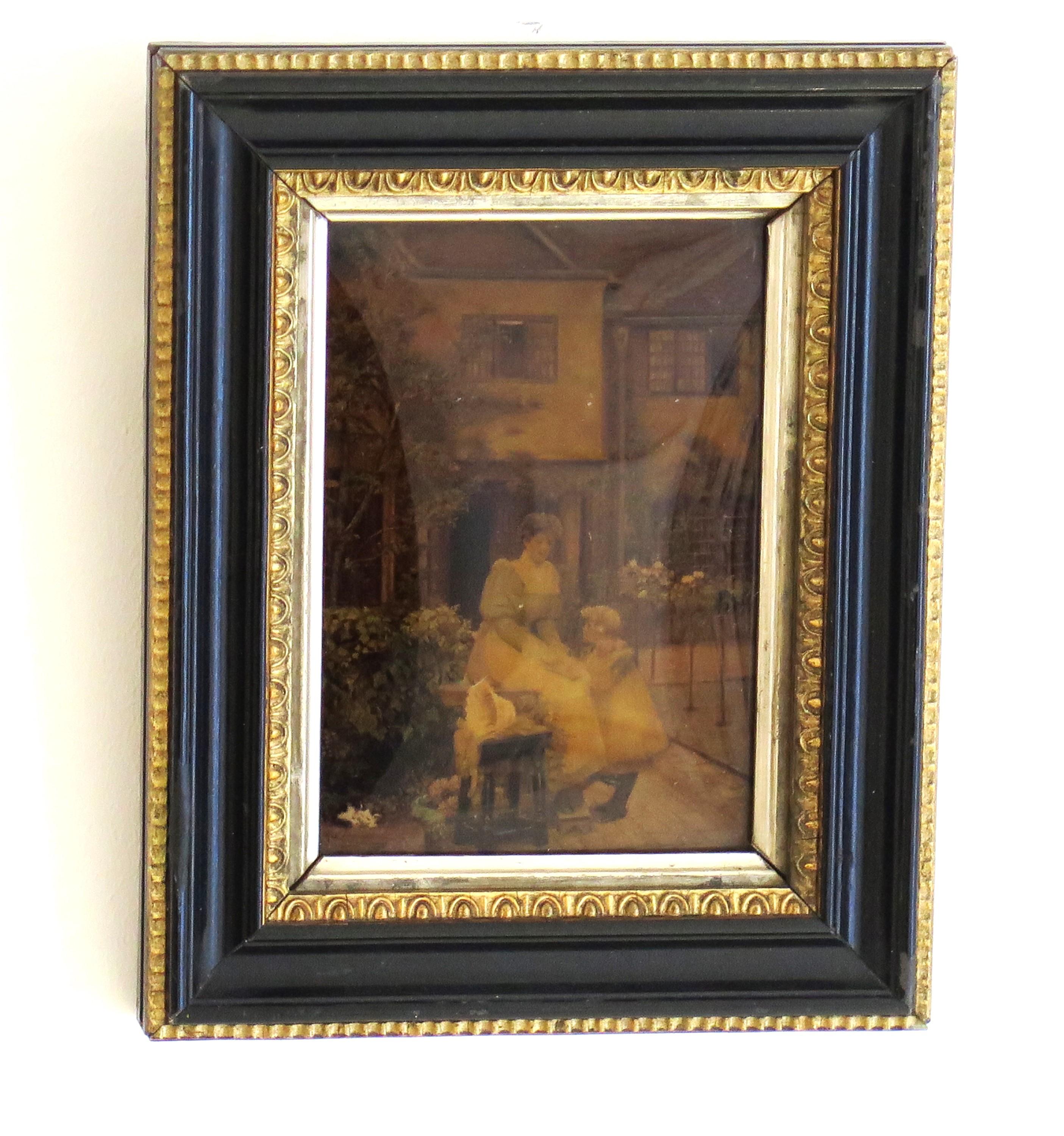 Victorian Crystoleum Picture of Mother and Child in Original Frame, circa 1890 For Sale 5
