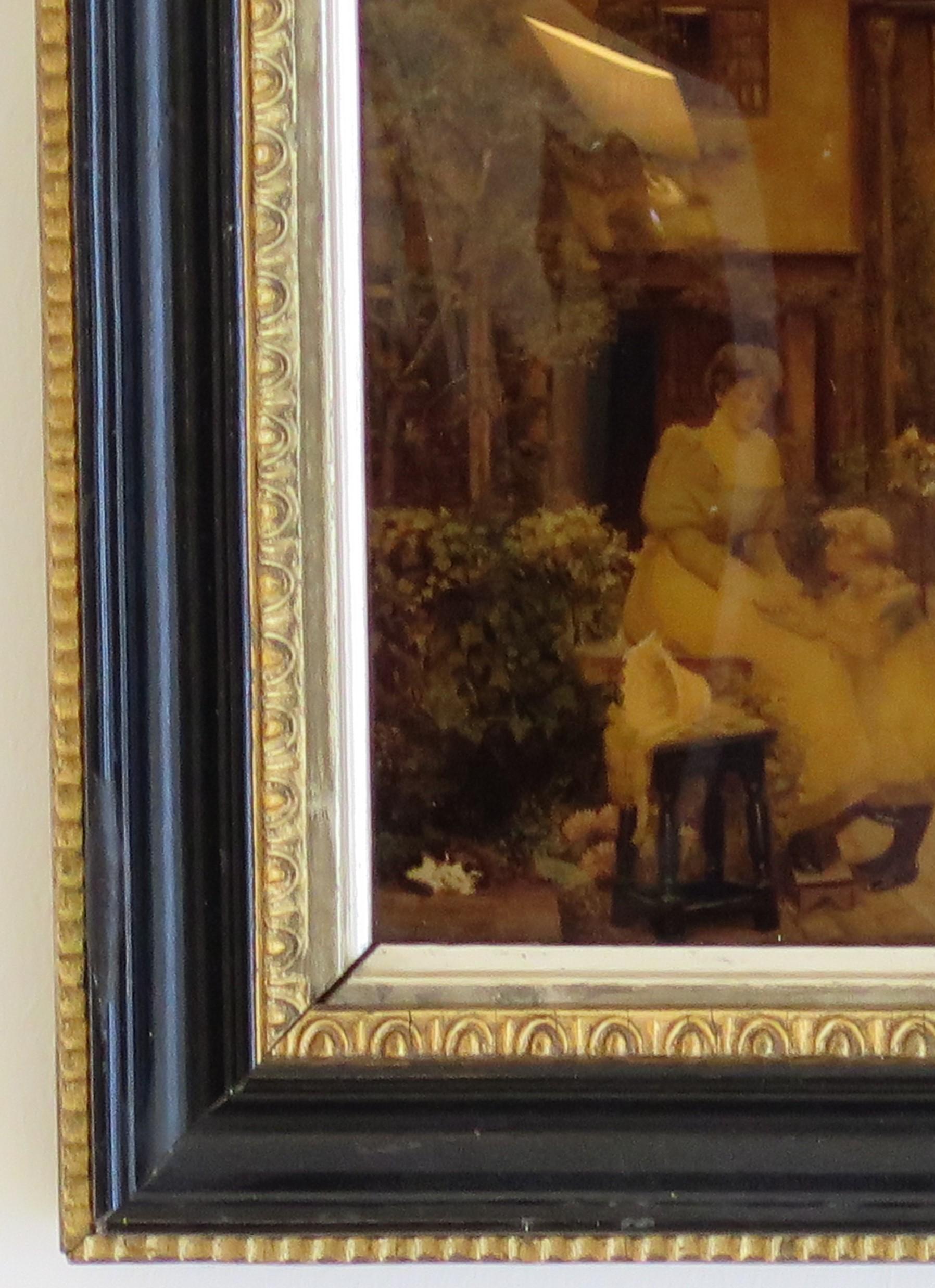 Victorian Crystoleum Picture of Mother and Child in Original Frame, circa 1890 For Sale 7
