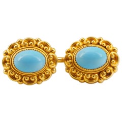 Victorian Turquoise Cufflinks in Gold