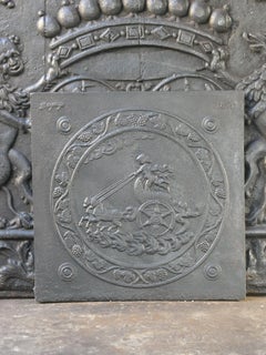 Victorian Cupid Cast Iron Fireback, 19th Century