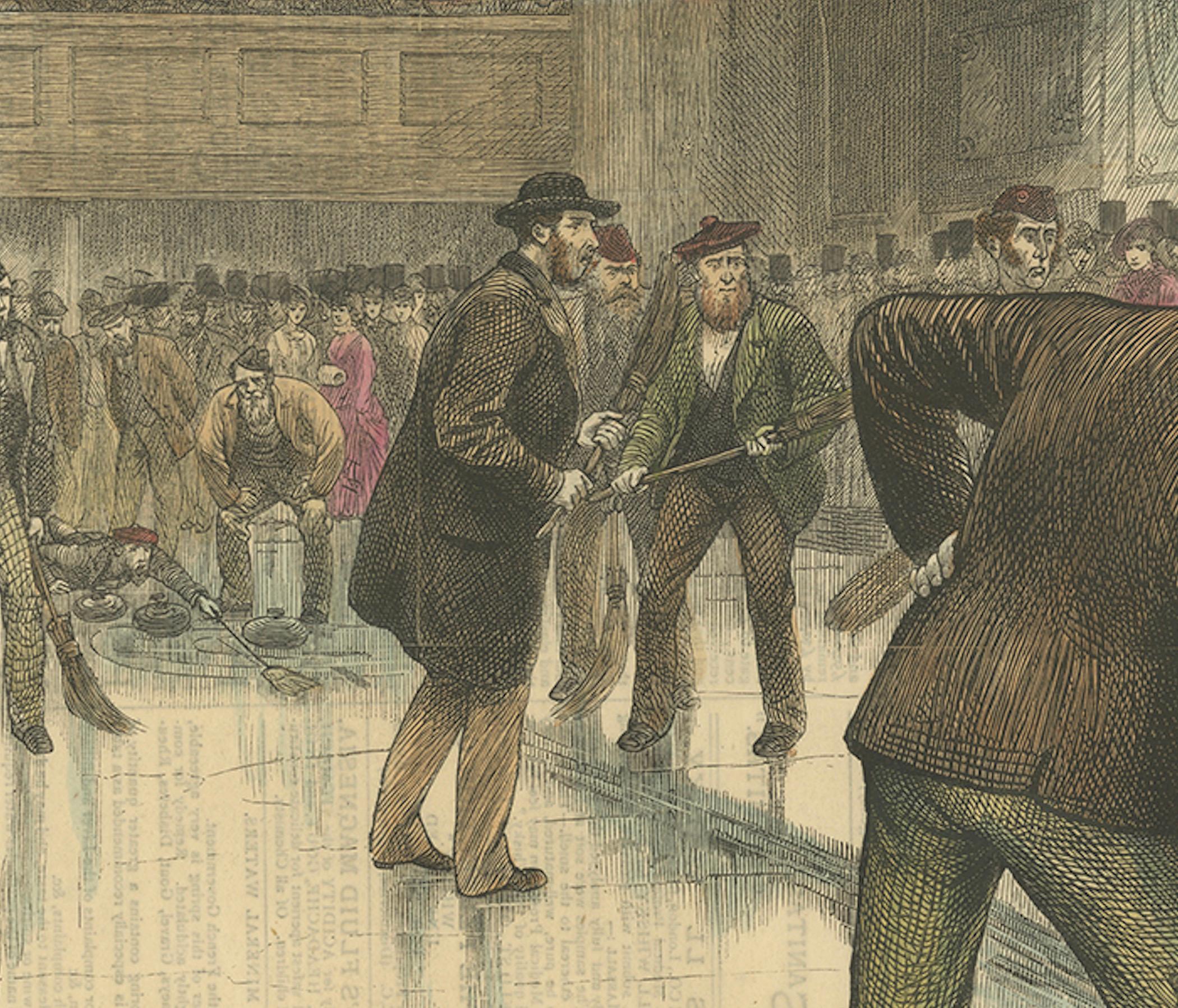 Late 19th Century Victorian Curling Match: A Glimpse of Manchester's Ice Rink in 1877 For Sale