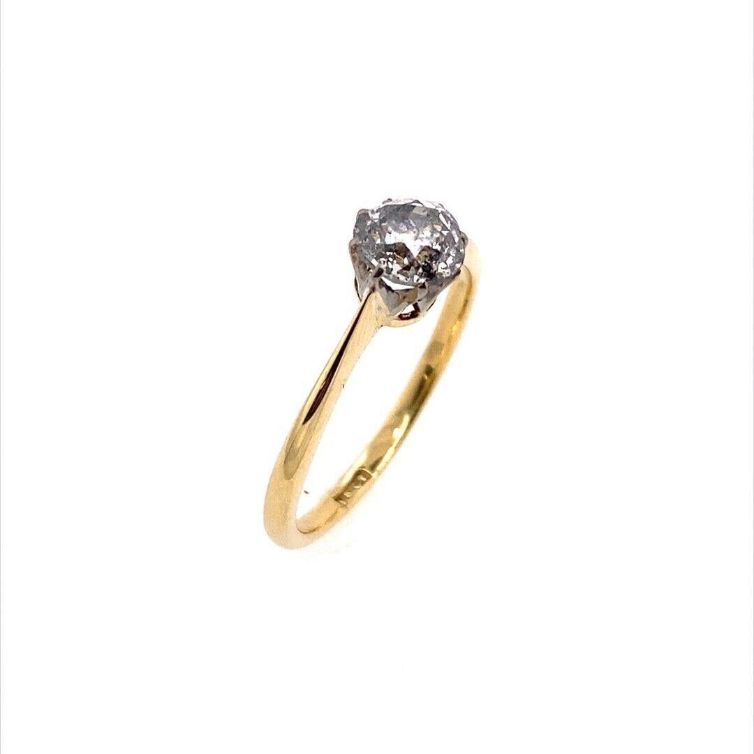 Round Cut Victorian Cut 0.65ct Diamond Set in Platinum & 18ct Yellow Gold Vintage Ring For Sale