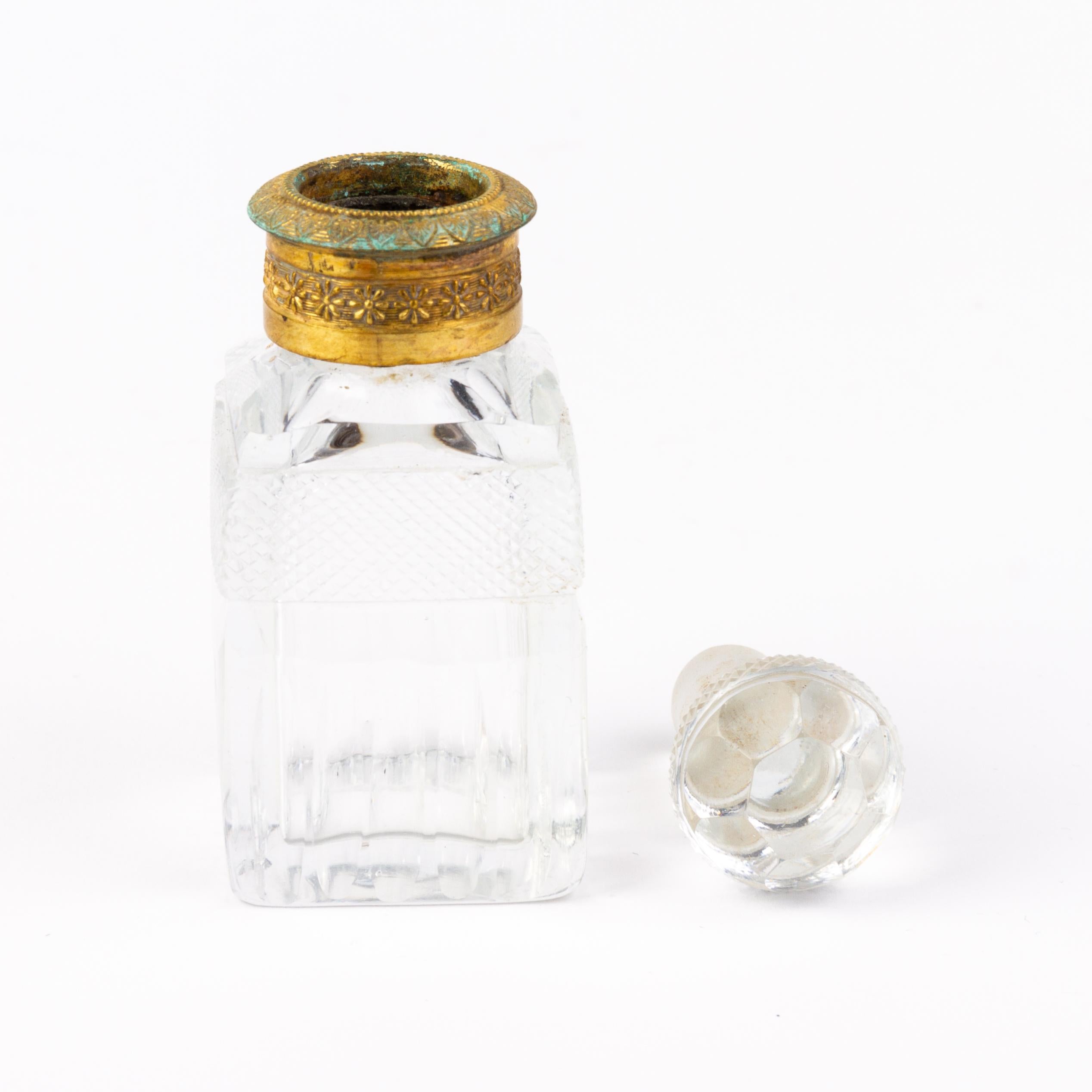 Victorian Cut Crystal Gilt Perfume Flacon 19th Century  1