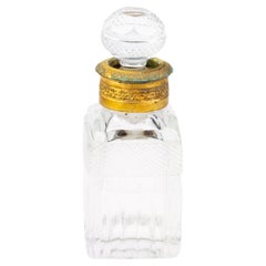 Antique Victorian Cut Crystal Gilt Perfume Flacon 19th Century 