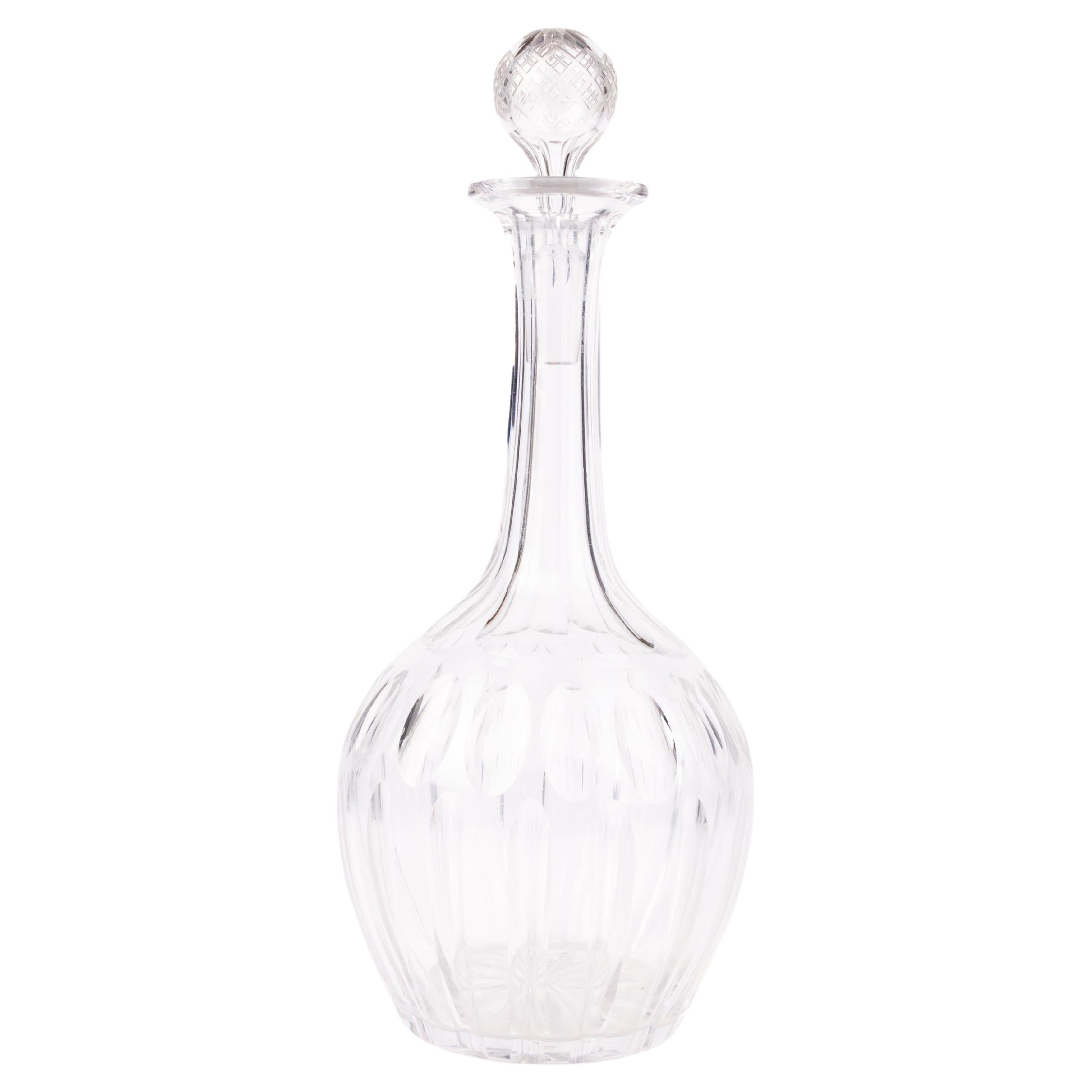 Victorian Cut Crystal Glass Spirit Decanter Bottle For Sale at 1stDibs