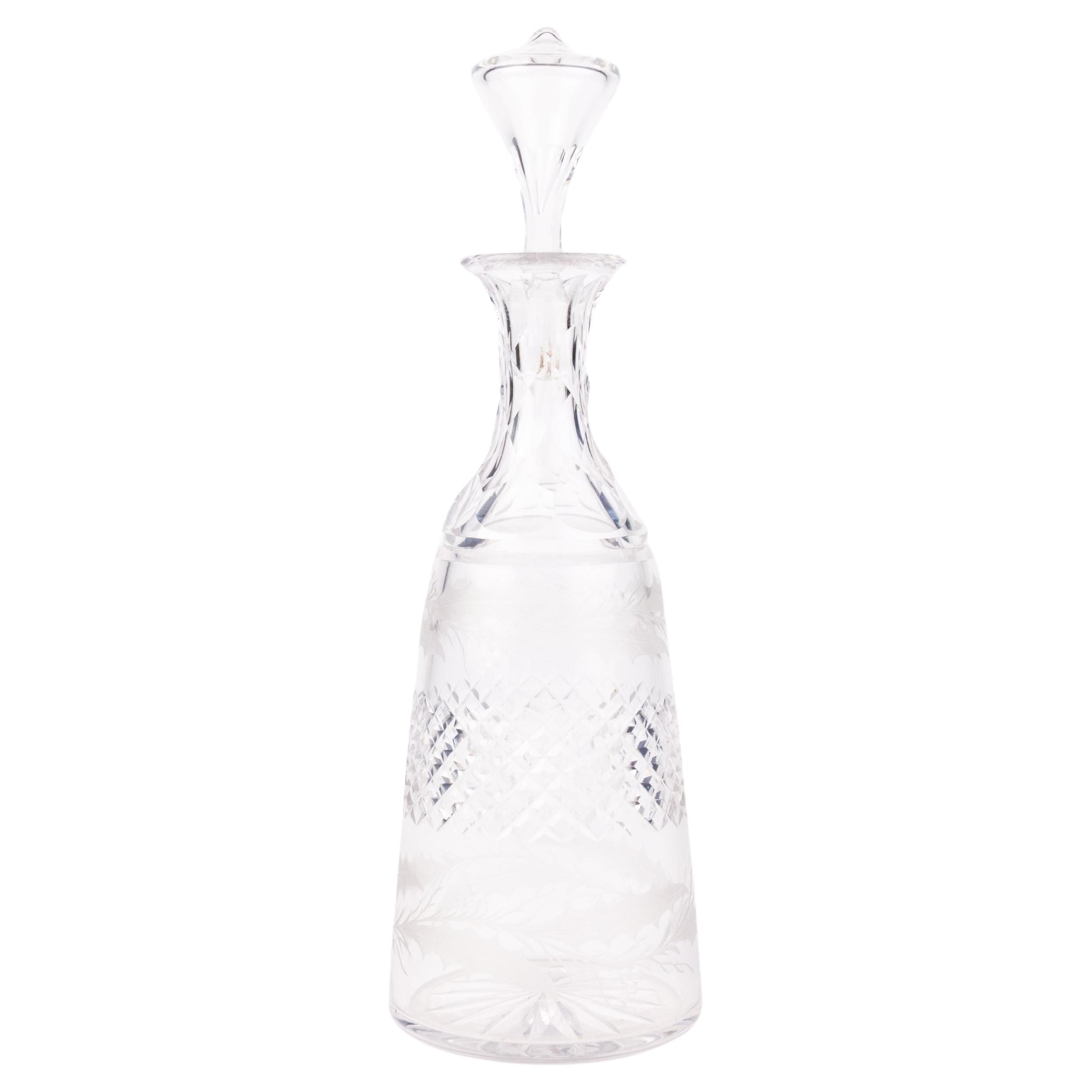 Victorian Cut Crystal Glass Spirit Decanter Bottle 