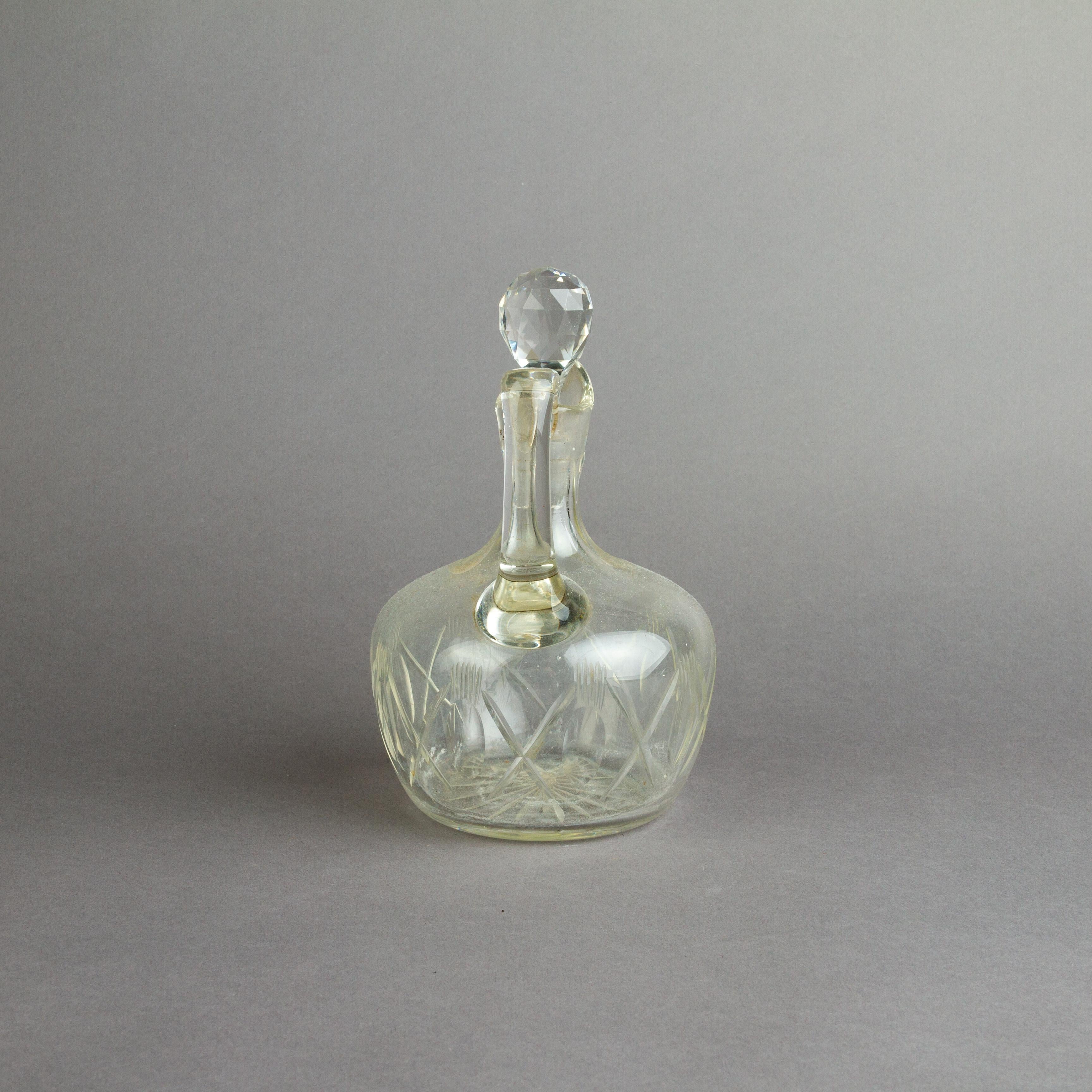 19th Century Victorian Cut Crystal Glass Wine Decanter  For Sale