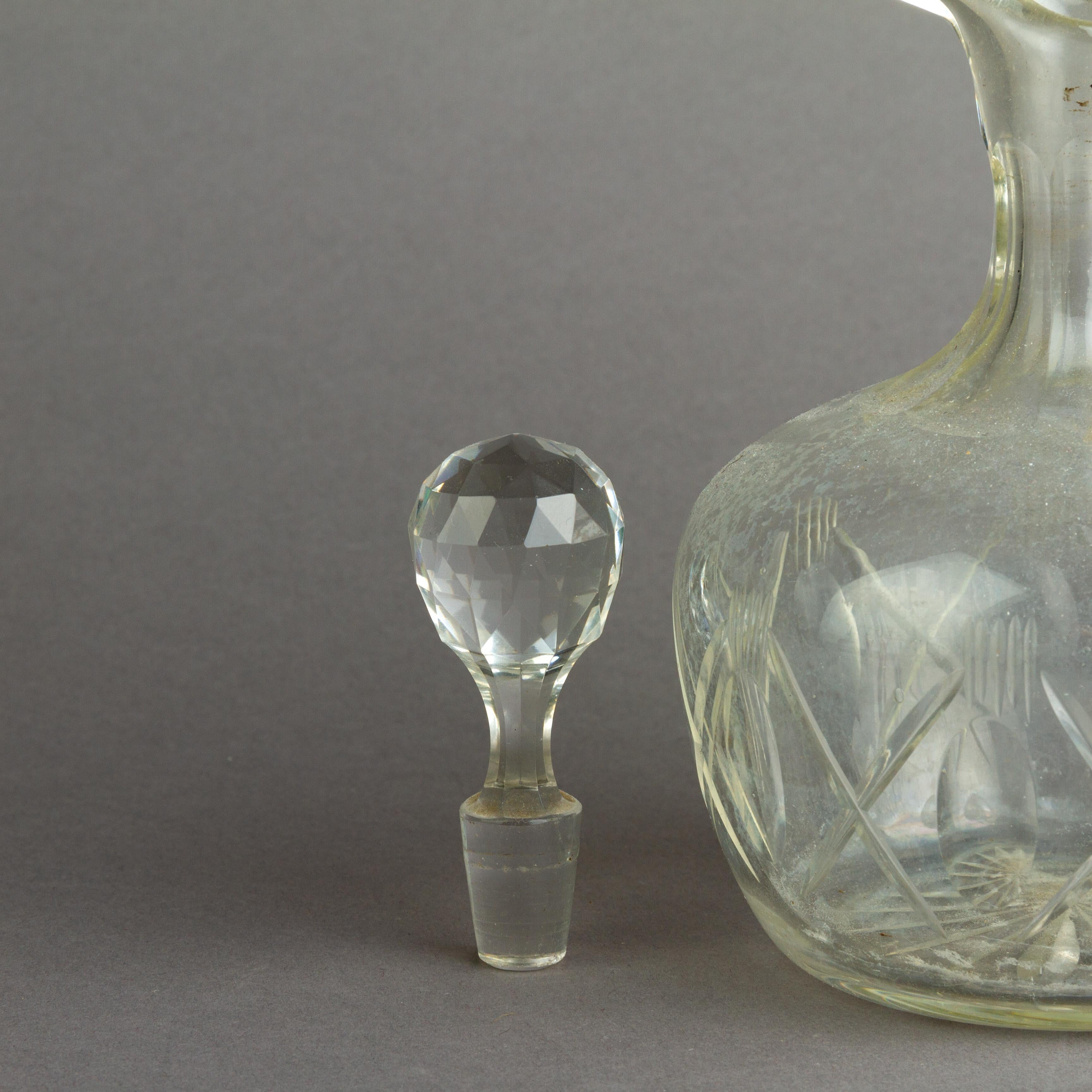 Victorian Cut Crystal Glass Wine Decanter  For Sale 2